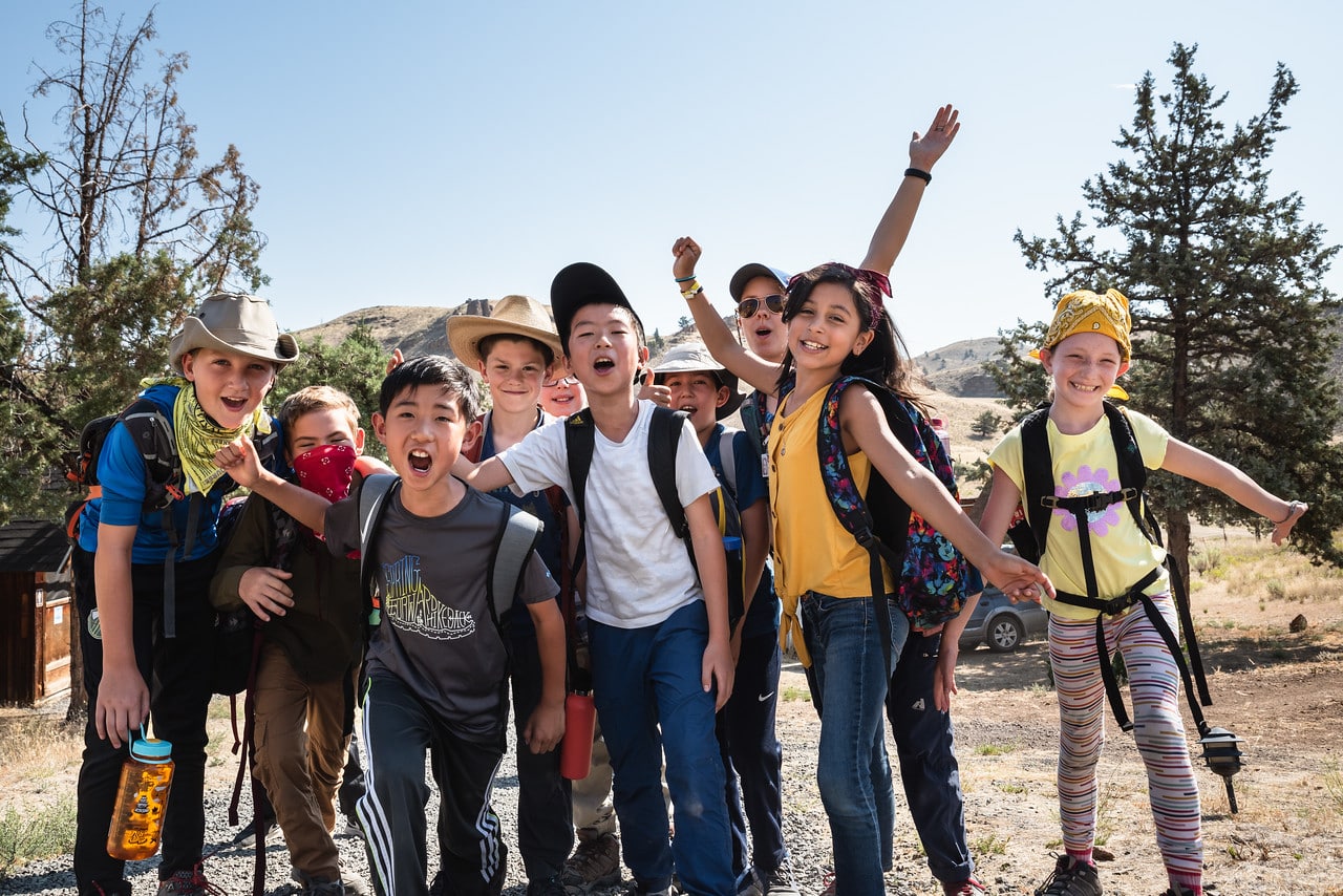 Photo of a group of kids enjoying nature at OMSI's day camp